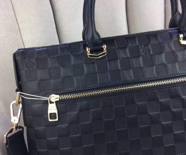 Túi da nam Louis Vuitton siêu cấp đen họa tiết caro