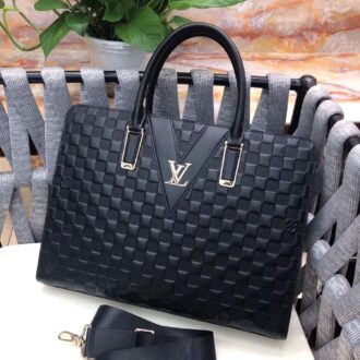 Túi xách nam Louis Vuitton siêu cấp da sần họa tiết caro