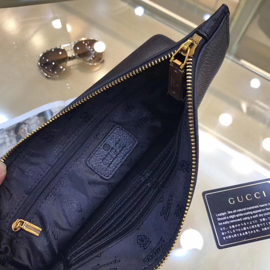 Ví nam Gucci siêu cấp cầm tay da nhăn màu đen