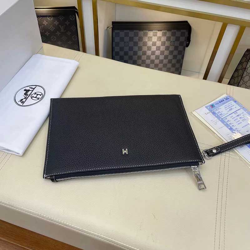 Ví nam Hermes siêu cấp cầm tay họa tiết chữ H nhỏ da nhăn VNH12