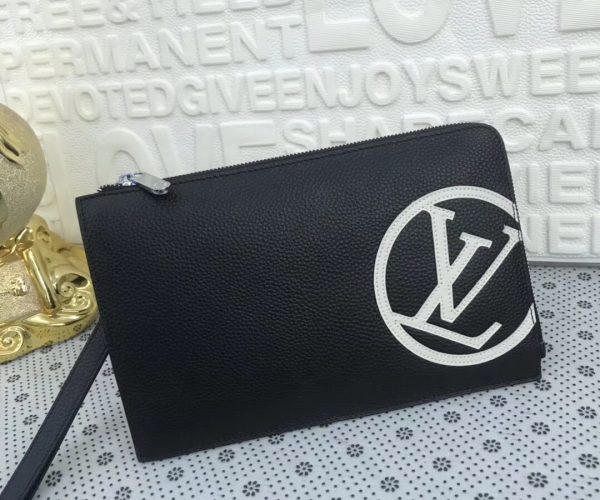 Ví nam Louis Vuitton siêu cấp cầm tay họa tiết logo tròn