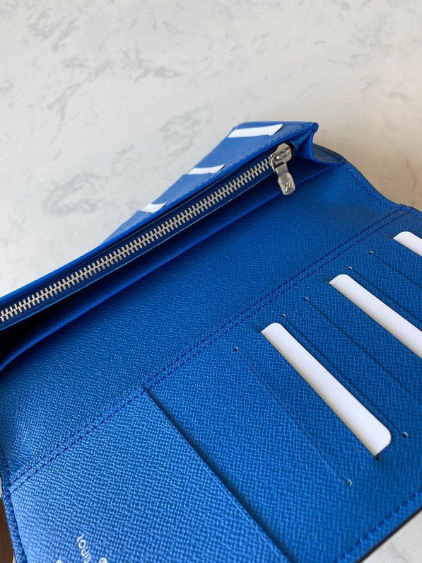 Ví nam Louis Vuitton like au gấp dài hoạ tiết caro vuông to xanh đen VNLV06