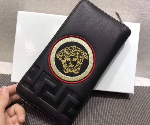 Ví nam Versace siêu cấp cầm tay họa tiết logo tròn