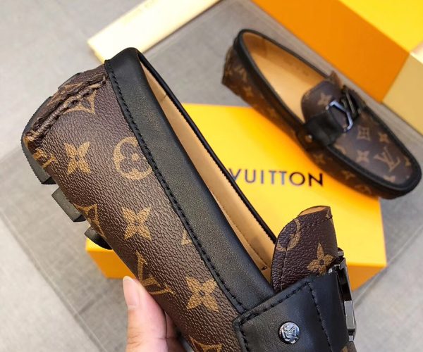 Giày lười Louis Vuitton siêu cấp họa tiết hoa nâu