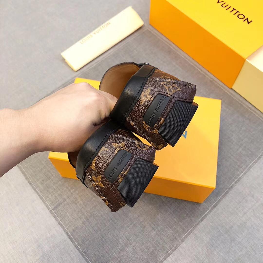 Giày lười Louis Vuitton siêu cấp họa tiết hoa nâu 