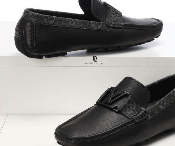 Giày Louis Vuitton siêu cấp khóa đen phối tag hoa