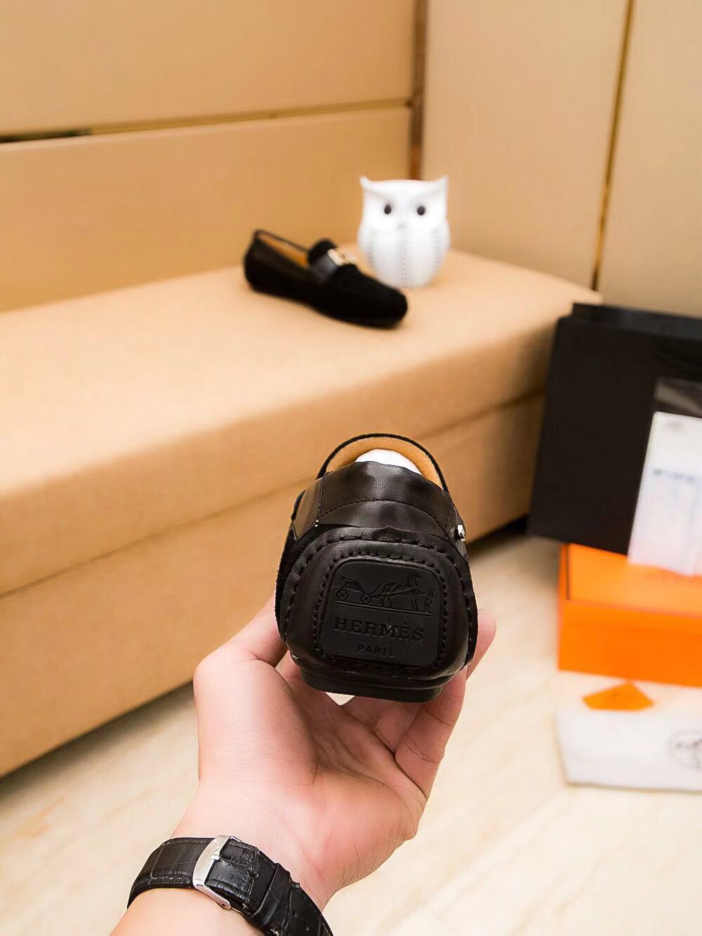 Giày lười Hermes siêu cấp da lộn mặt khóa chữ H