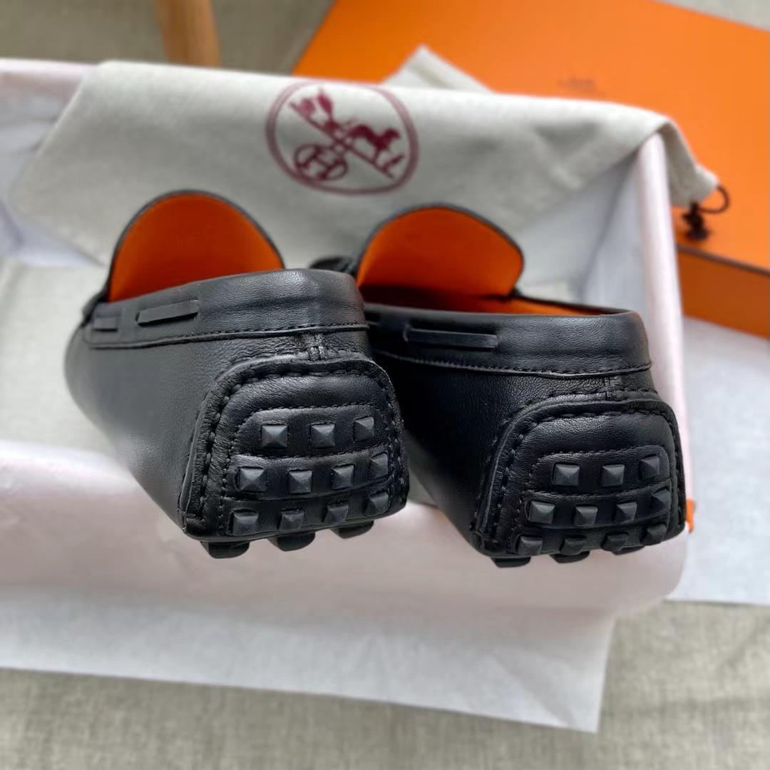 Giày lười Hermes like au da trơn họa tiết khóa lệch GLH18
