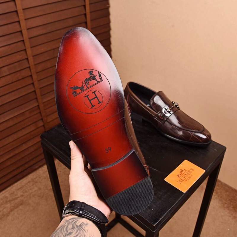 Giày lười Hermes siêu cấp họa tiết da bóng GLHM14