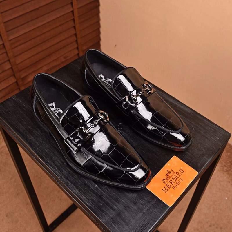 Giày lười Hermes siêu cấp họa tiết da bóng GLHM14