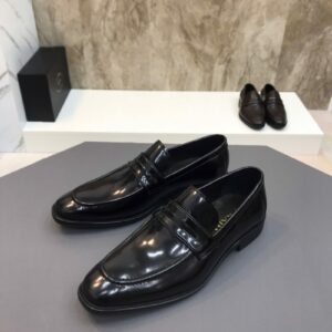 Giày lười Prada siêu cấp đế cao tag ẩn màu đen GLP30