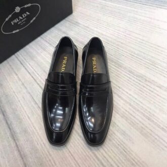 Giày lười Prada siêu cấp đế cao tag ẩn màu đen GLP30