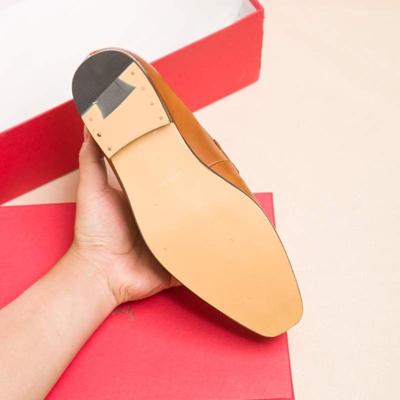 Giày lười Salvatore Ferragamo siêu cấp da bóng màu nâu