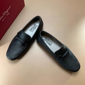 Giày lười Salvatore Ferragamo siêu cấp da mềm tag logo đen
