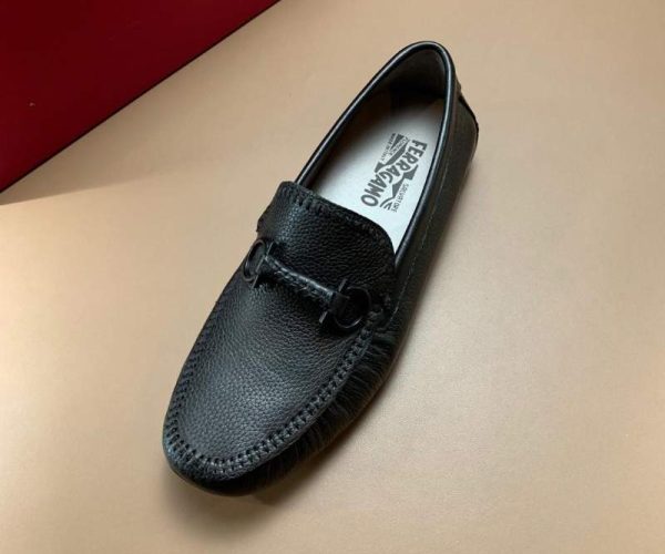 Giày lười Salvatore Ferragamo siêu cấp da mềm tag logo đen