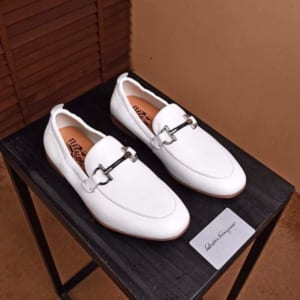 Giày lười Salvatore Ferragamo siêu cấp da nhăn màu trắng