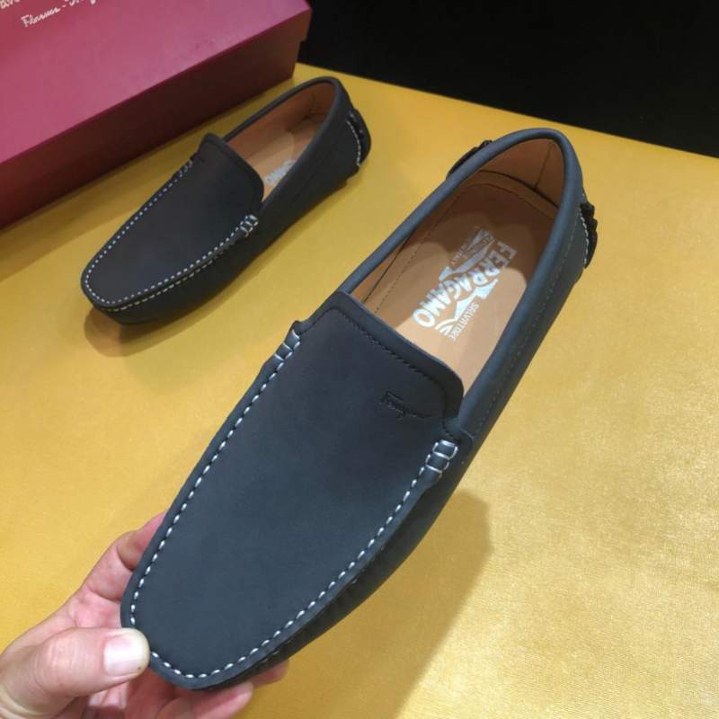 Giày lười Salvatore Ferragamo siêu cấp họa tiết viền chỉ trắng