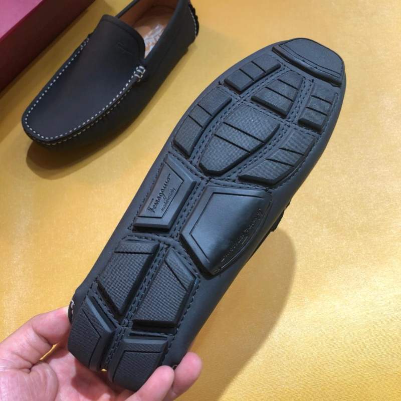 Giày lười Salvatore Ferragamo siêu cấp họa tiết viền chỉ trắng