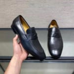 Giày lười Salvatore Ferragamo like au đế cao da trơn khoá logo đen GLSF15