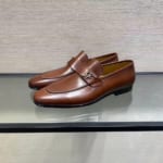 Giày lười Salvatore Ferragamo like au đế cao da trơn khoá logo lệch màu nâu GLSF16