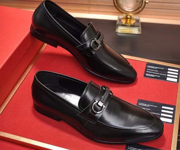 Giày lười Salvatore Ferragamo siêu cấp màu đen da bóng