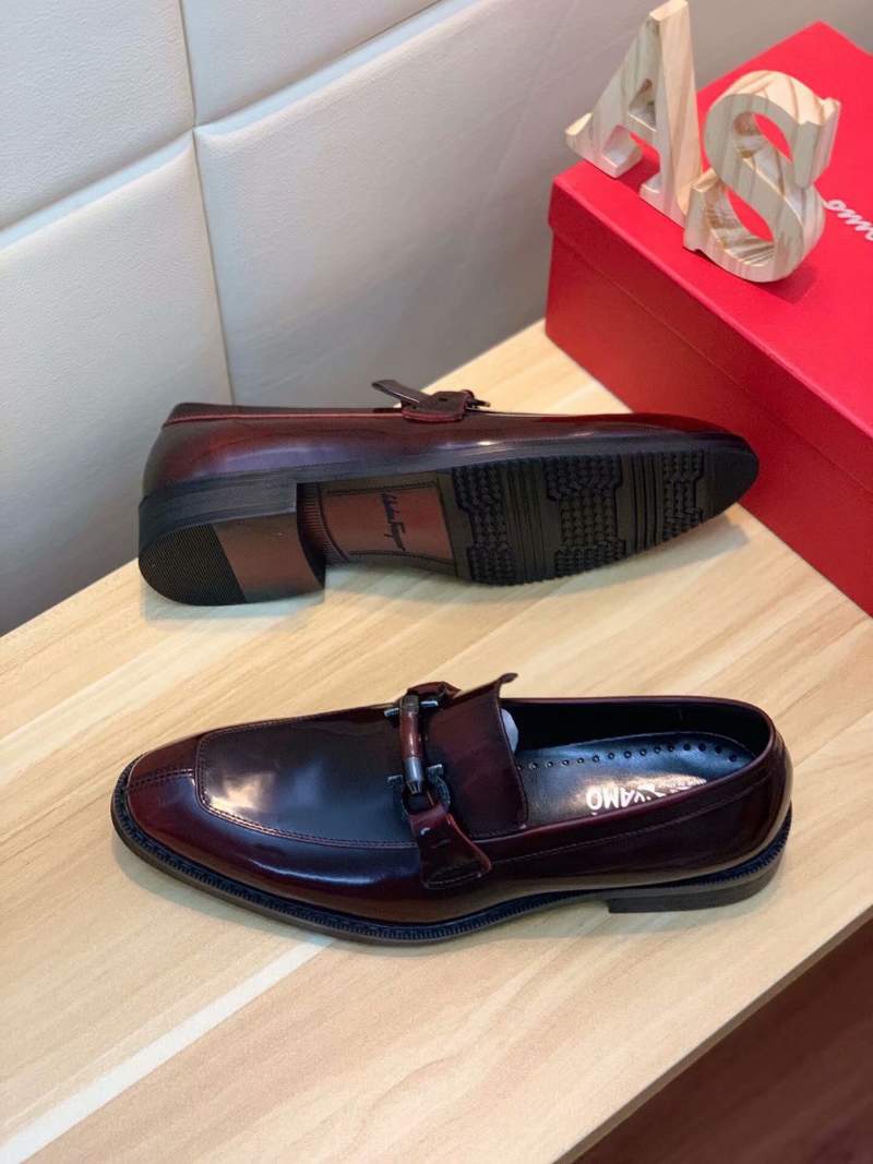 Giày lười Salvatore Ferragamo siêu cấp màu nâu đen da bóng