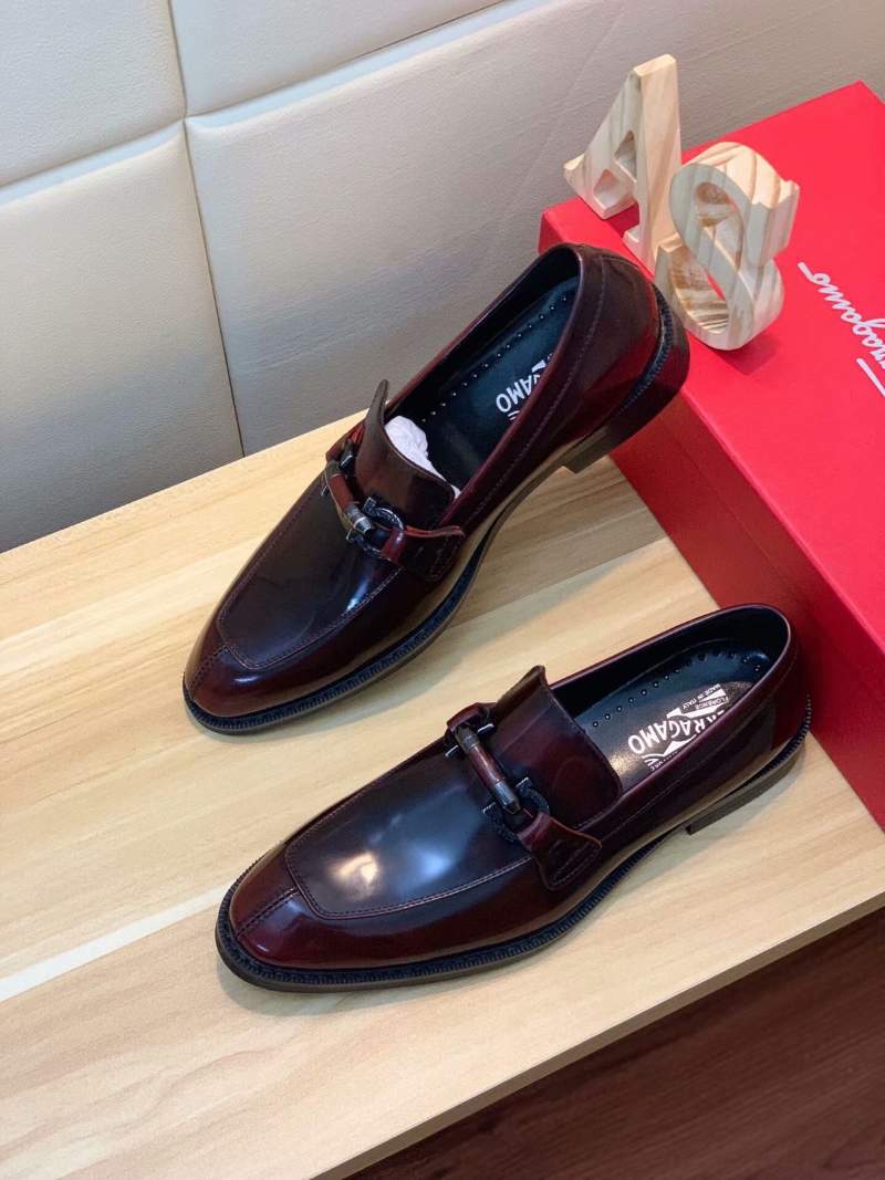 Giày lười Salvatore Ferragamo siêu cấp màu nâu đen da bóng
