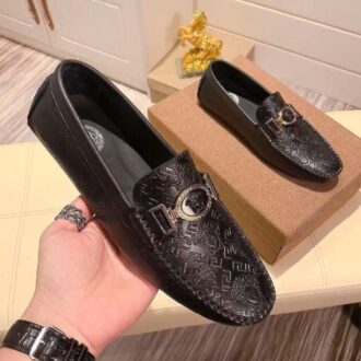 Giày lười Versace họa tiết hoa văn màu đen GLV22