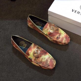 Giày lười Versace siêu cấp mặt khóa logo màu lửa