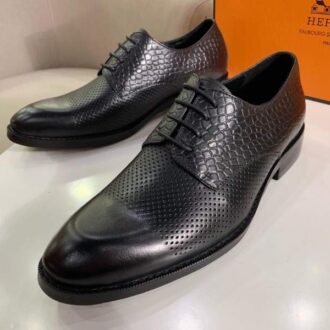 Giày nam Hermes siêu cấp họa tiết da rắn màu đen GNHM02