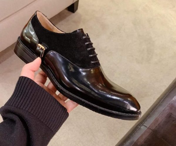 Giày nam Louis Vuitton siêu cấp họa tiết nhung màu đen GNLV61