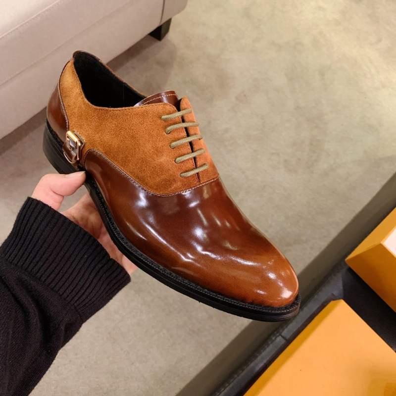 Giày nam Louis Vuitton siêu cấp họa tiết nhung màu nâu GNLV60