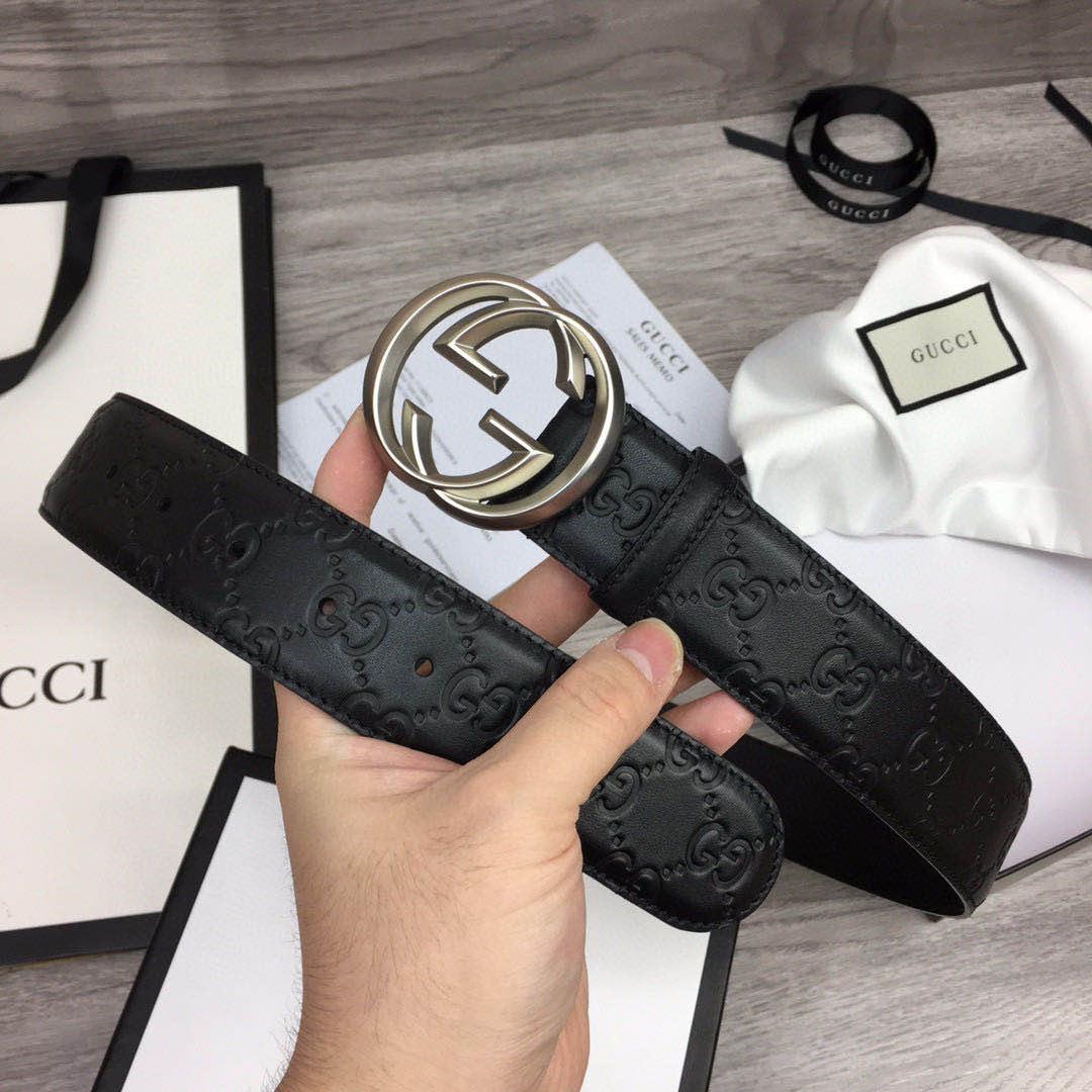 Thắt lưng nam Gucci siêu cấp họa tiết họa tiết logo vát cạnh TLGC61