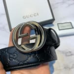 Thắt lưng nam Gucci siêu cấp họa tiết họa tiết logo vát cạnh TLGC61