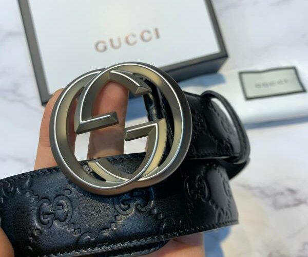 Thắt lưng nam Gucci siêu cấp họa tiết họa tiết logo vát cạnh TLGC61
