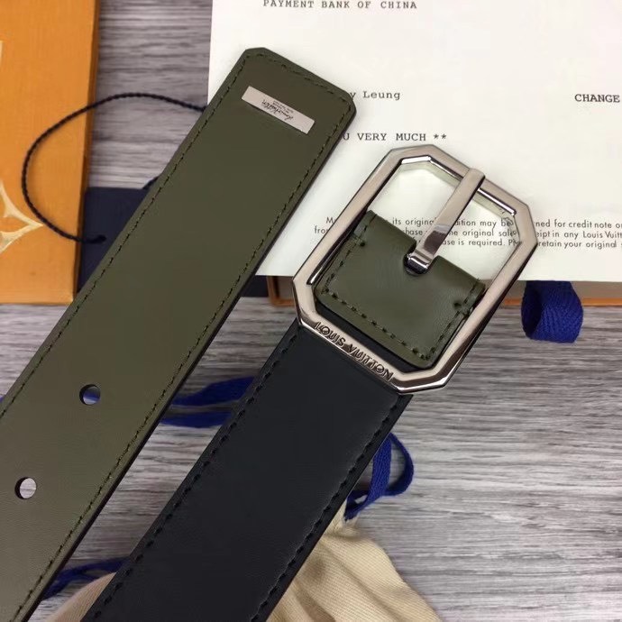 Thắt lưng nam Louis Vuitton like au da trơn hai mặt khóa kim TLLV37