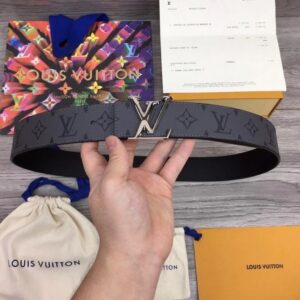 Thắt lưng nam Louis Vuitton like au họa tiết hoa xám TLLV54