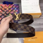 Thắt lưng nam Louis Vuitton Like au họa tiết caro nâu TLLV52