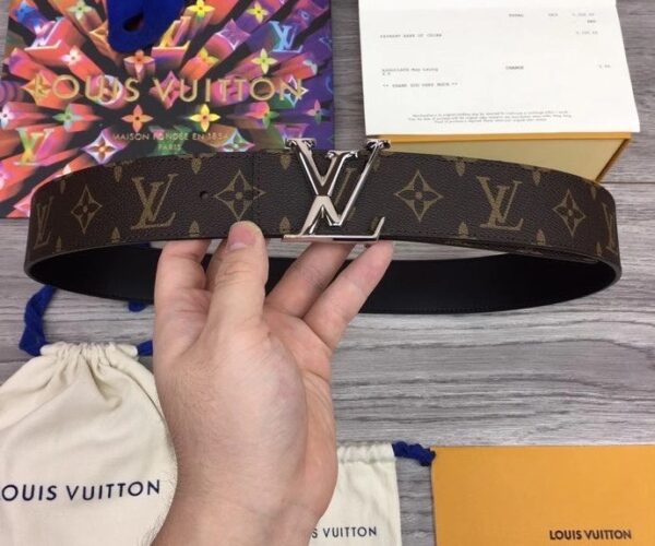 Thắt lưng nam Louis Vuitton like au họa tiết hoa nâu TLLV55