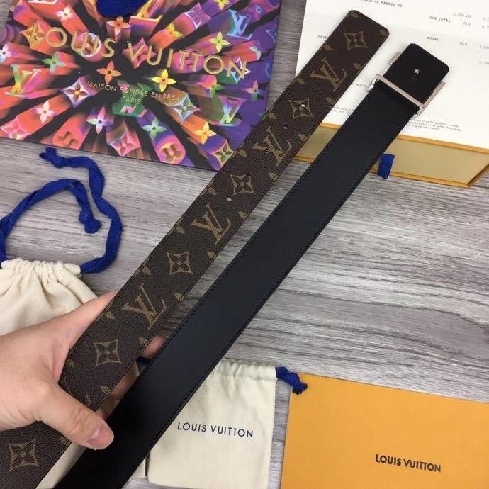 Thắt lưng nam Louis Vuitton like au họa tiết hoa nâu TLLV55