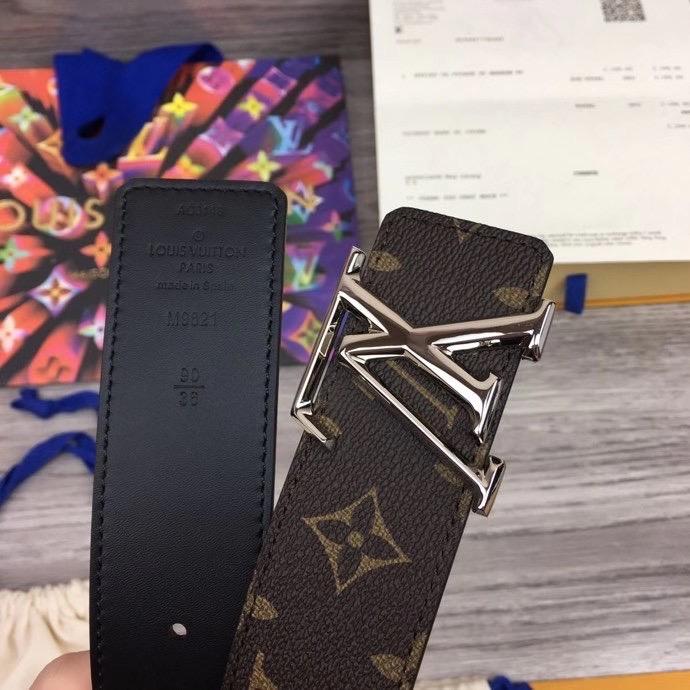 Thắt lưng nam Louis Vuitton like au họa tiết hoa nâu TLLV55