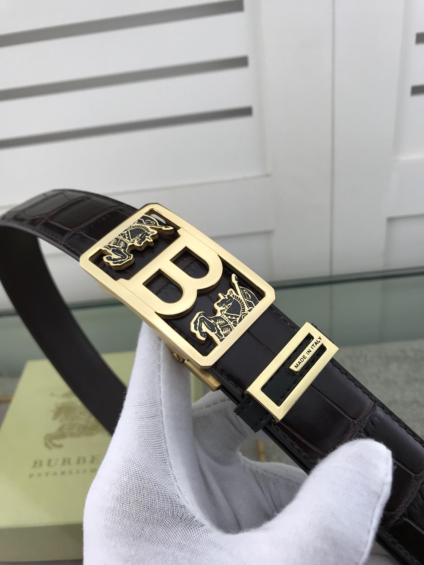 Thắt lưng nam Burberry siêu cấp da dập vân cá sấu khóa chữ B