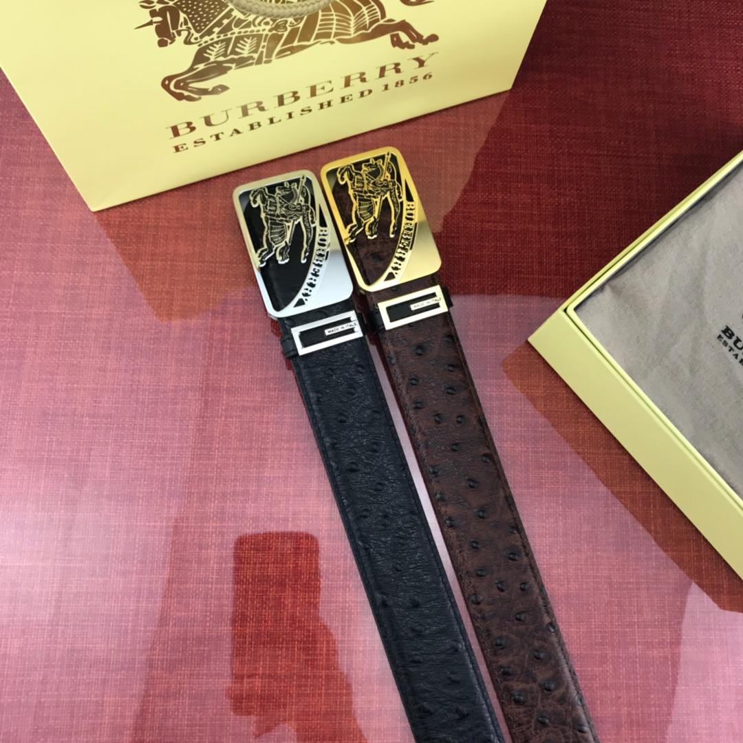 Thắt lưng nam Burberry siêu cấp da gai mặt khóa họa tiết ngựa vàng