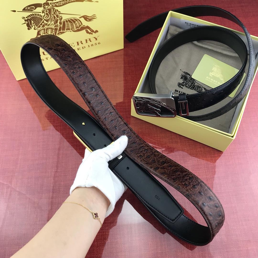 Thắt lưng nam Burberry siêu cấp da gai mặt khóa họa tiết ngựa vàng