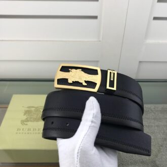 Thắt lưng nam Burberry siêu cấp da trơn khóa vuông vàng