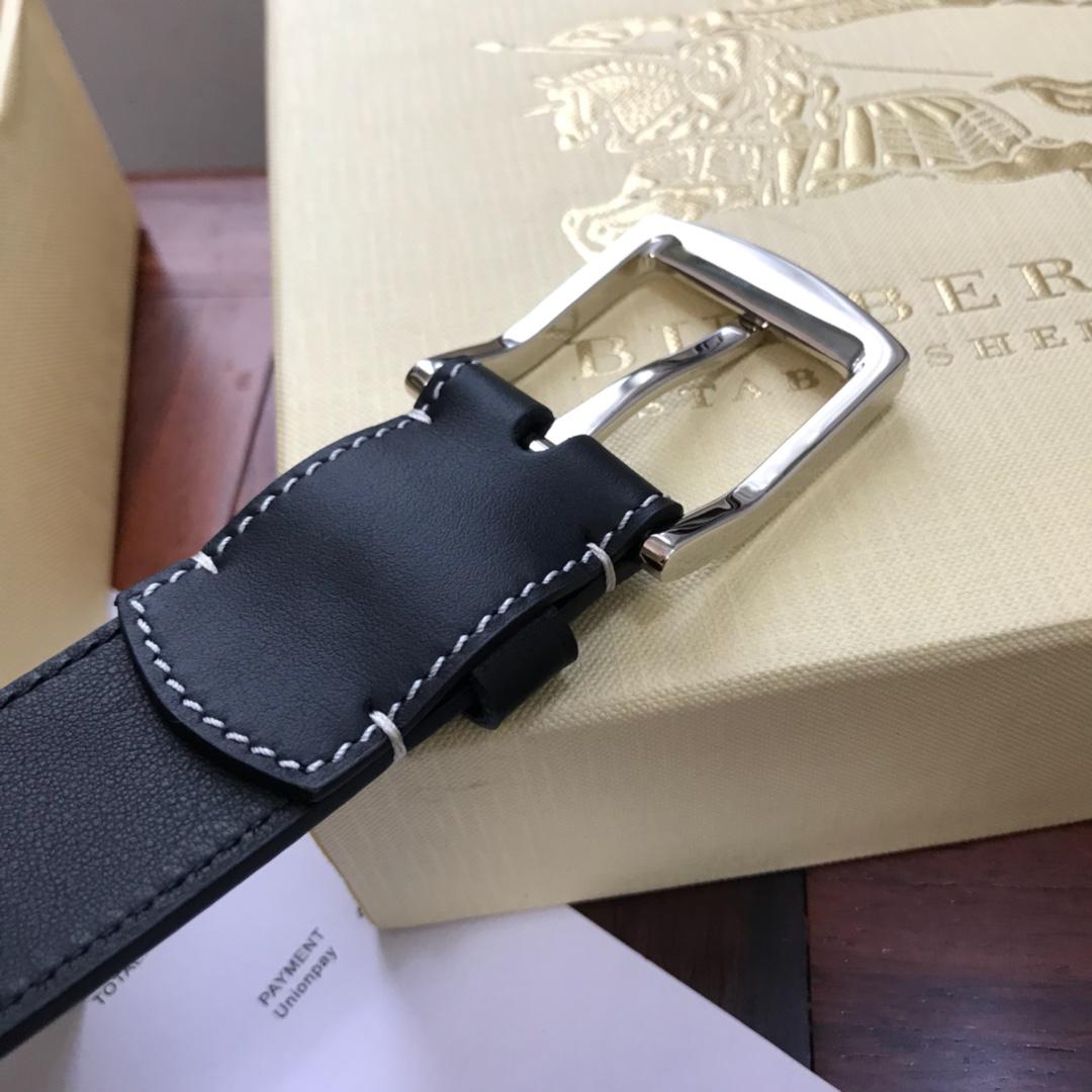 Thắt lưng nam Burberry siêu cấp dây đen khóa kim màu bạc