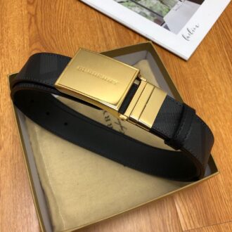 Thắt lưng nam Burberry siêu cấp dây kẻ đen khóa vuông