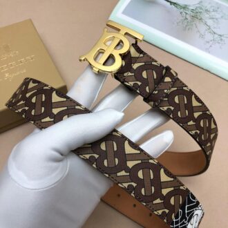 Thắt lưng nam Burberry siêu cấp họa tiết logo mặt chữ B vàng