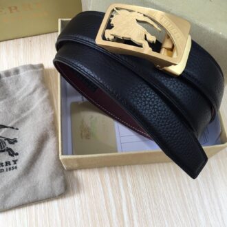 Thắt lưng nam Burberry siêu cấp khóa tự động họa tiết ngựa màu vàng