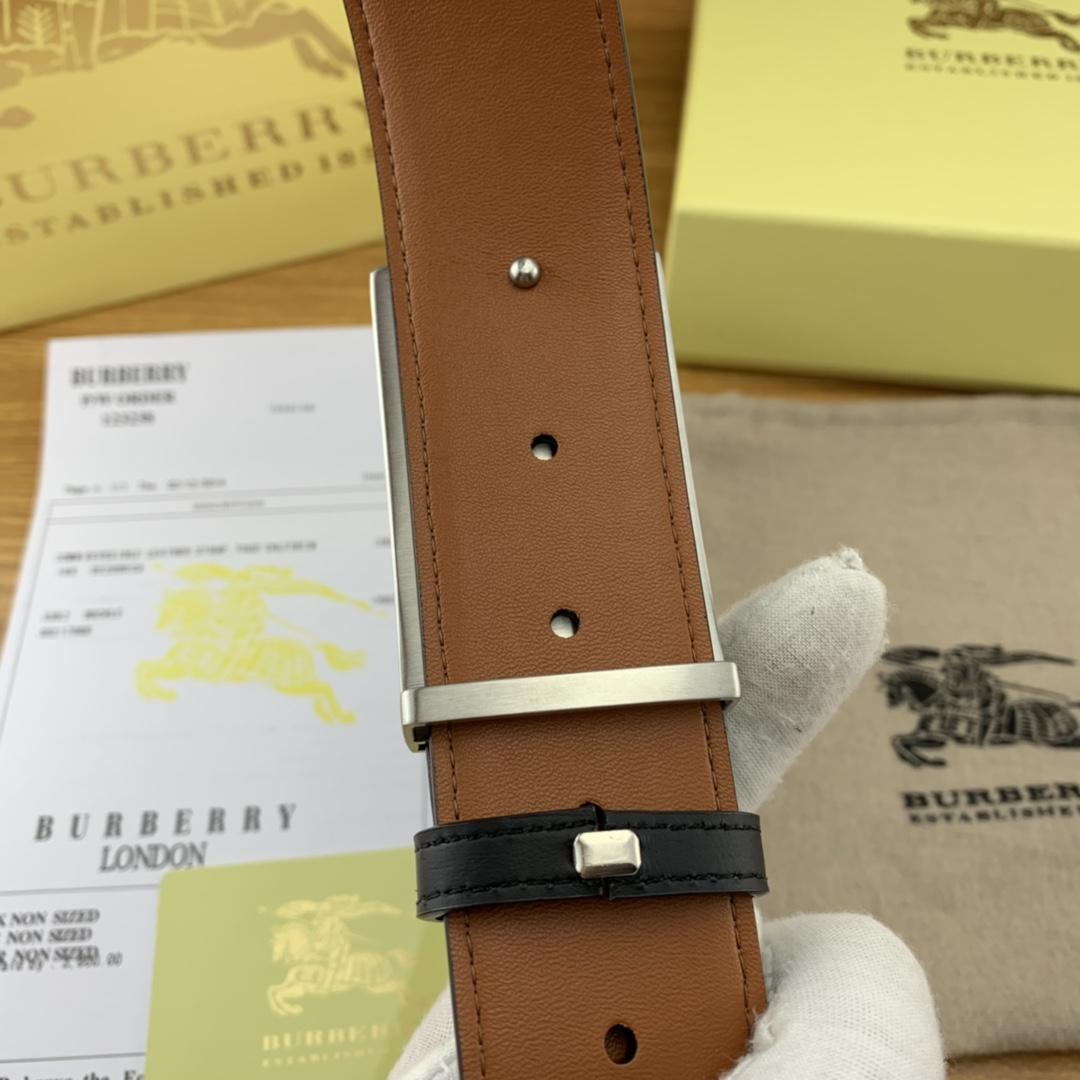 Thắt lưng nam Burberry siêu cấp khóa vuông họa tiết ngựa màu trắng 